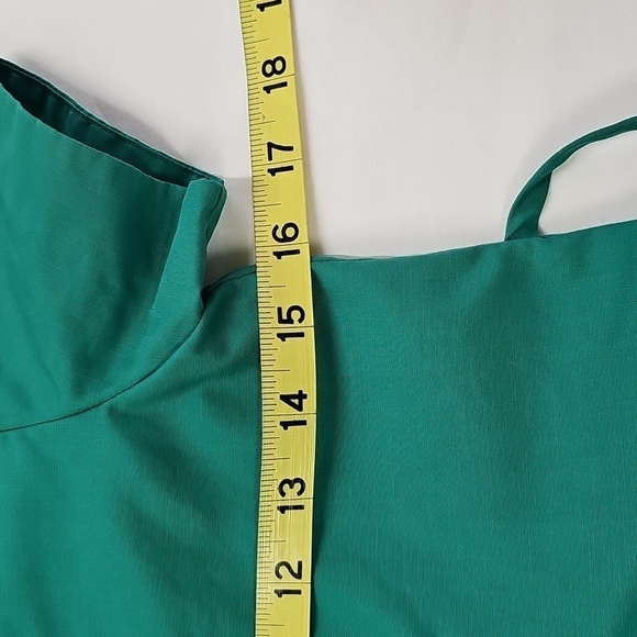 Vtg Green Girls Dress W/vine Applique Tie & Button Back Box Pleats - Picture 6 of 8